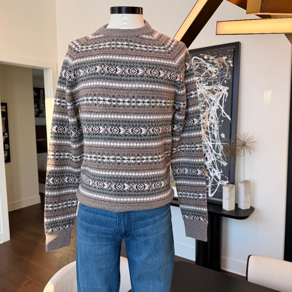 Men's J Crew Crew Neck Sweater Merino Wool Print